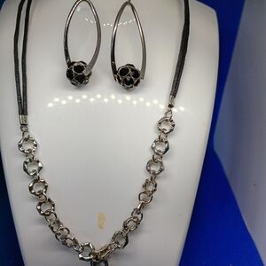 Elegant Hand Made Silver and Black Jewelry Set